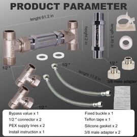 Sensor Valve Kit for Instant Hot Water Recirculating Pump Bypass Valve Upgraded Brass Versions Includes Valve & 2 PEX Supply Lines Compatible With 500800 500805 Replace Swivel Joints 367010 595926