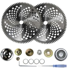 Yutacorex 2 Pacs 10" x 80T Carbide Tip Brush Cutter Trimmer Blades with 2 Sets The Adapter Kit for STIHL Cutter, Trimmer, Weed Eater(1" Arbor)