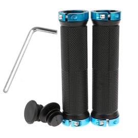 SuperglockT Ergonomic Bicycle Grips Screw Grips Non-Slip Rubber Handle with Aluminium Lock Bicycle Handlebar Grips Set for MTB BMX Mountain Bike Cycling (Blue)