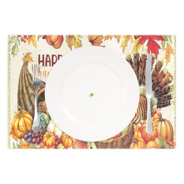 Wamika St Patrick's Day Elf Hat Placemat Set of 4 Table Mat Patricks Shamrocks Rainbow Coin Place Mat Placemat 12" x 18" Dining Home Kitchen Table Decoration