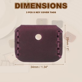 PATIKIL Leather Key Covers Caps, 3 Pack Head Key Sleeves Mini Key Tags Organizer for House Office House Apartment Keys, Purple