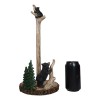 Woodland Black Bear Cubs Climbing On Tree In Pine Forest