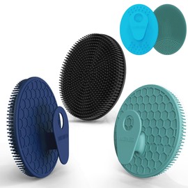 INNERNEED Food Grade Silicone Body Scrubber Gentle Exfoliating Brush for Women Men Deep Clean for All Skin Types, More Hygienic and Well Lather (Black+Dark Green+Dark Blue)