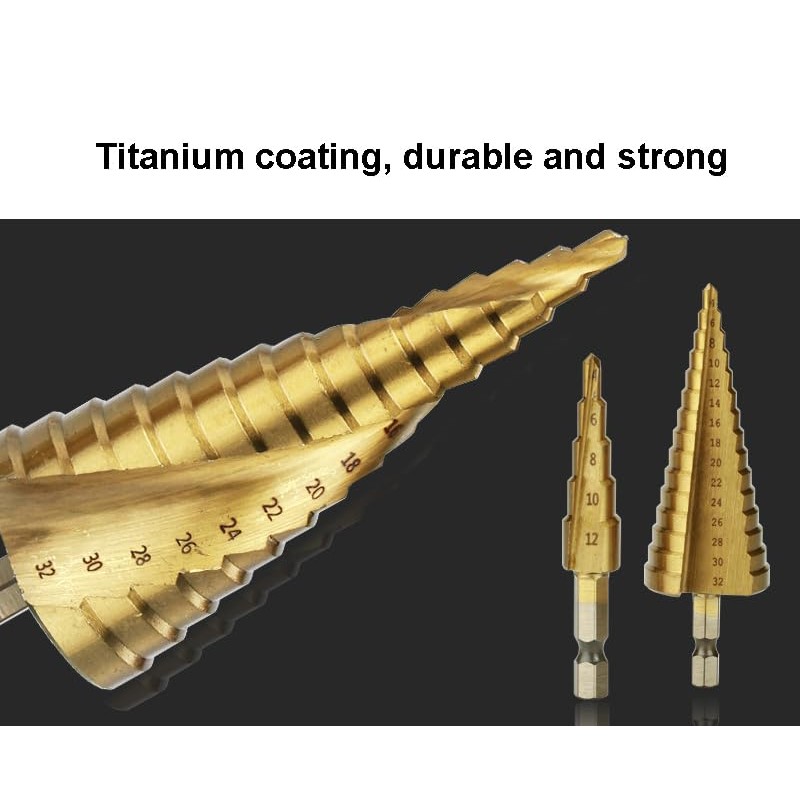 Spiral groove step drill, HSS cone drill for stainless steel,