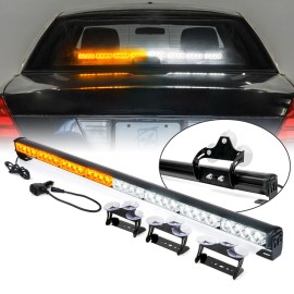 Xprite 35" LED Emergency Windshield Strobe Light Bar Traffic advisor White Amber