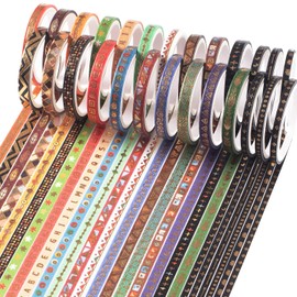 YUBX 26 Rolls Tribal Totem Washi Tape Set Indian Gold Foil Skinny Decorative Masking Tape,3MM/5MM Wide Scrapbook Tape for DIY Craft Art Projects Journal Gift Wrapping