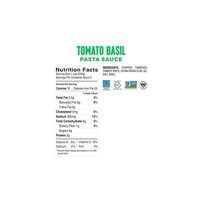 FODY FOOD COMPANY Pasta Sauce, Tomato Basil, 19.4 OZ