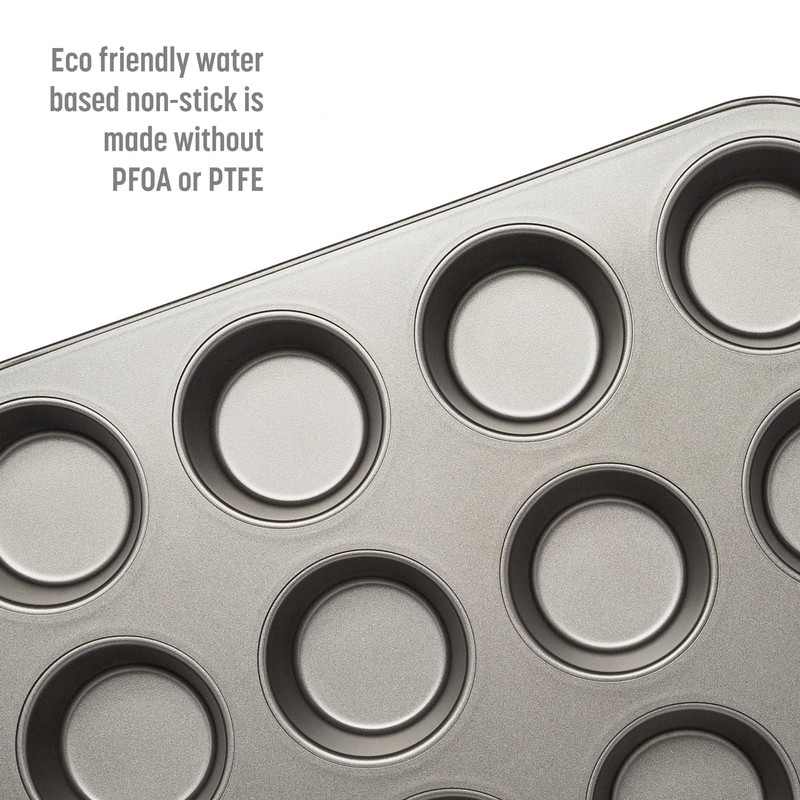 Goodful Nonstick Muffin Pan Set, Heavy Duty Carbon Steel with