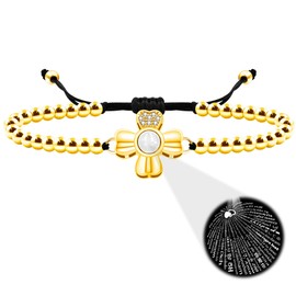 Oneress Gold Plated Bracelet Four Leaf Clover Lucky Bracelet 4MM Bead Bracelet Birthday Gifts for Women Summer Jewelry Party Costume Matching Bracelet for Best Friend Sisters YA4673 (Gold)