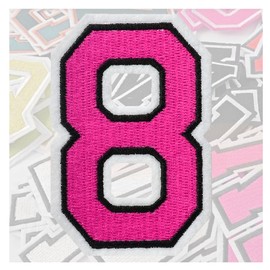 AXEN - Parches de números para planchar de 3.1 pulgadas, parches de números bordados, apliques de letras para ropa, chamarra, vestido, sombrero, accesorios de bricolaje, rosa 8