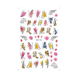 Heart Love Nail Decal Sticker Valentine Day Geometric Stripes Line Leopard Print B114 Nail Wraps Art Stickers Manicure Supplies for Women for Home Nails Full Long Lasting Easy Apply and Remove