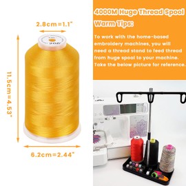 New brothread - Single Huge Spool 4000M Each Polyester Embroidery Machine Thread 40WT for Commercial and Domestic Machines - Harvest Gold