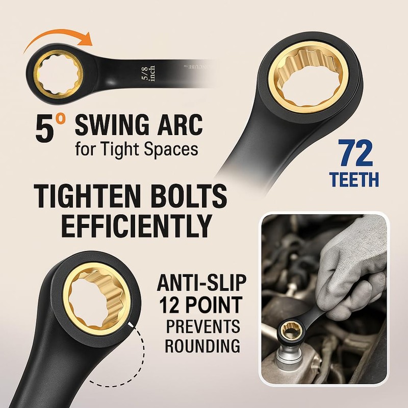 ironcube Ratcheting Wrench Set For Men: 16-Piece Metric & SAE