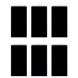 Mega Candles 6 pcs Unscented Black Square Pillar Candle, Hand Poured Premium Wax Candles 3 Inch x 6 Inch, Home Décor, Wedding Receptions, Baby Showers, Birthdays, Celebrations, Party Favors & More