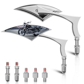Motorcycle Mirrors for Handlebars, Chrome Adjustable Motorcycle Rearview Mirrors Competible with Harley Sportster Softail Dyna Touring Electra Street Road Glide Road King 1982-2025