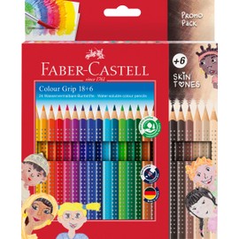 Faber-Castell Colour Grip 112819 Colouring Pencils Set of 24 Including 6 Skin-Coloured Pencils