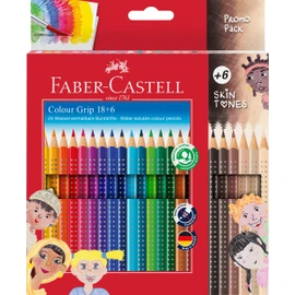 Faber-Castell Colour Grip 112819 Colouring Pencils Set of 24 Including 6 Skin-Coloured Pencils