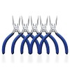 Mini Needle Nose Pliers 5"-5 Pack KAIHAOWIN Small Long Nose Pliers with Wire Cutters, Spring Loaded Thin Needle Nose Pliers, Precision Pliers Set for Crafts/Jewelry Making/Tiny Project