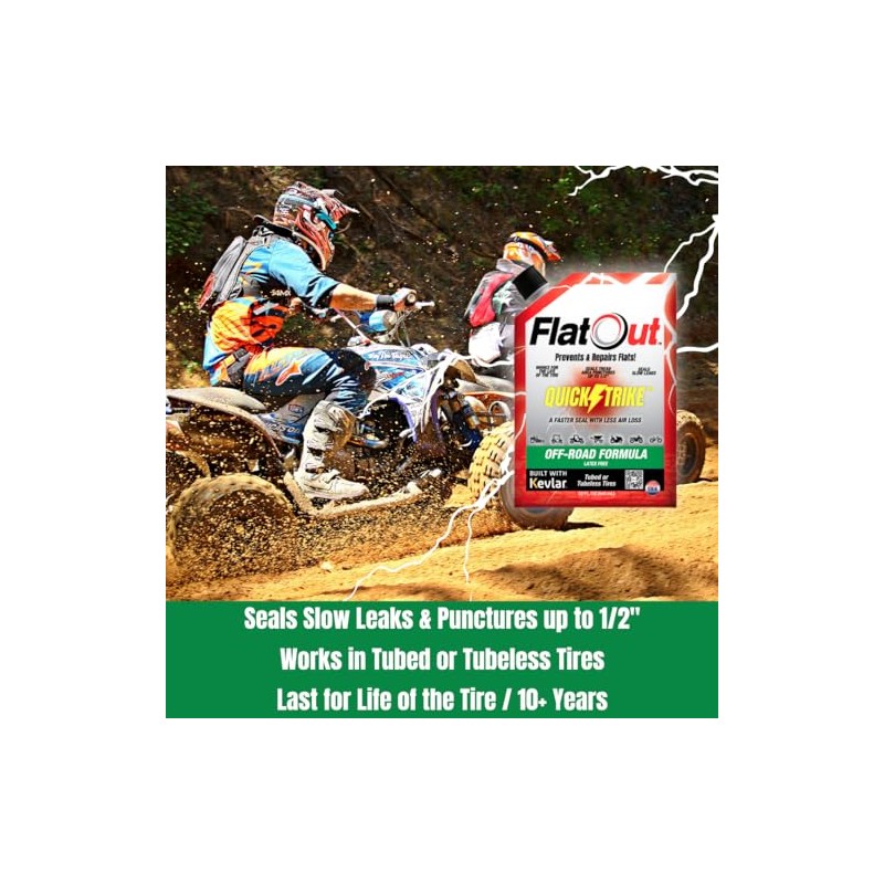 FlatOut QuickStrike Tire Sealant - Off-Road Formula for Puncture Protection