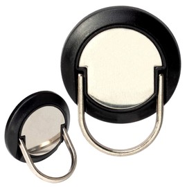 [2 Pack] U-Shaped Sparkling Cell Phone Ring Holder Stand,360 Degree Rotation and 90 DegreeAdjustable Finger Ring Kickstand with Polished Metal Phone Grip (Black)