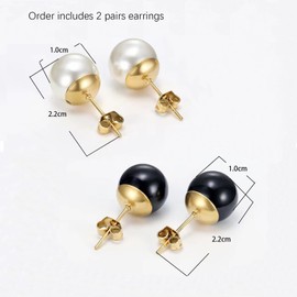 Salanda Pearl Stud Earrings Set, Silver Plated Pearl Earrings studs for Women Girls, mm, Silver, Crystal