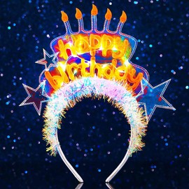 Evlry Leuchtende Happy Birthday Haarreif LED Geburtstagskrone Haarband Leuchtendes Kostüm Stirnband Party Haarschmuck für Frauen