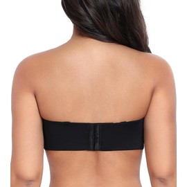 DotVol Women's Seamless Bandeau Unlined Underwire Minimizer Strapless Bra for Large Bust(Black, 34B)