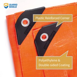 GUARD SHIELD Orange Tarp 8x10 Feet Waterproof Tarps High Visibility Outdoor Poly Cover Lightweight 6mil
