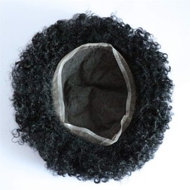 lumeng Hair Braids Male Afro Toupee12mm 360 Weave Curly Man Hair Unit 1B Off Black Human Hair Mens Toupee Afro Curly Short Hair Men's Wig 8x10inch Men's Hair Systems Hairpiece 8x10inch