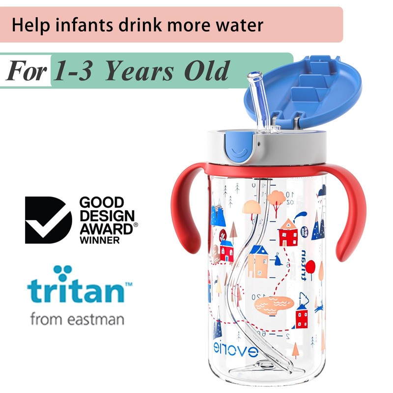Evorie Tritan Spill Proof Toddler Straw Sippy Cup, 10 oz