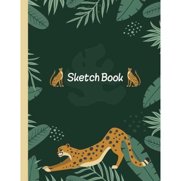 Cheetah Sketchbook: 100 Blank Page Notebook for Girls, Boys and