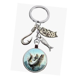Stainless Steel Spinning Fishing Fish Keyring - Stylish Bag Charm for Fishing Enthusiasts, silver, One size