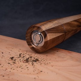 DeroTeno Pepper Grinder, Pepper Mill with Adjustable Stainless Steel, Acacia Wood, 32 cm / 12 inch Height, Bottom Dia: 6 cm, Upper Dia: 5.5 cm (Tray is NOT Included)
