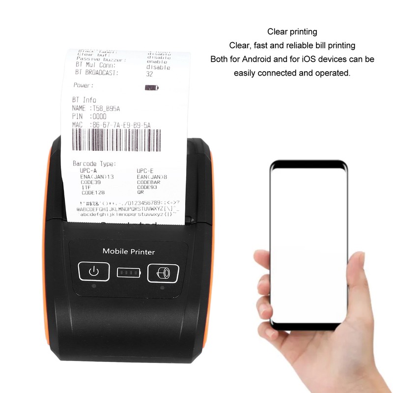 58mm Thermal Printer Bluetooth 4.0 Wireless Multifunction Mini Portable Thermal