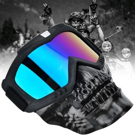 EVTSCAN Powersports Goggles, Unisex Outdoor Skull Motorcycle Helmet Goggles Face Mask Motorbike Racing Glasses(Colorful)