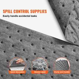 Happybuy Spill Absorbent Pads 13" x 10" - Universal Absorbing Mat, Absorbs up to 12 Gal, Polypropylene, Oil & Water, Pack of 100