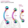 2pc Curved J-Curve Barbell 16g 1.2mm Rainbow Vertical Labret Bar