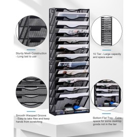 superbpag Hanging Wall File Holder, 12 Pockets Desk Organizer Office Organization Storage Rack for Paper/Magazine/Bill/Letter/Document/Mail, Black