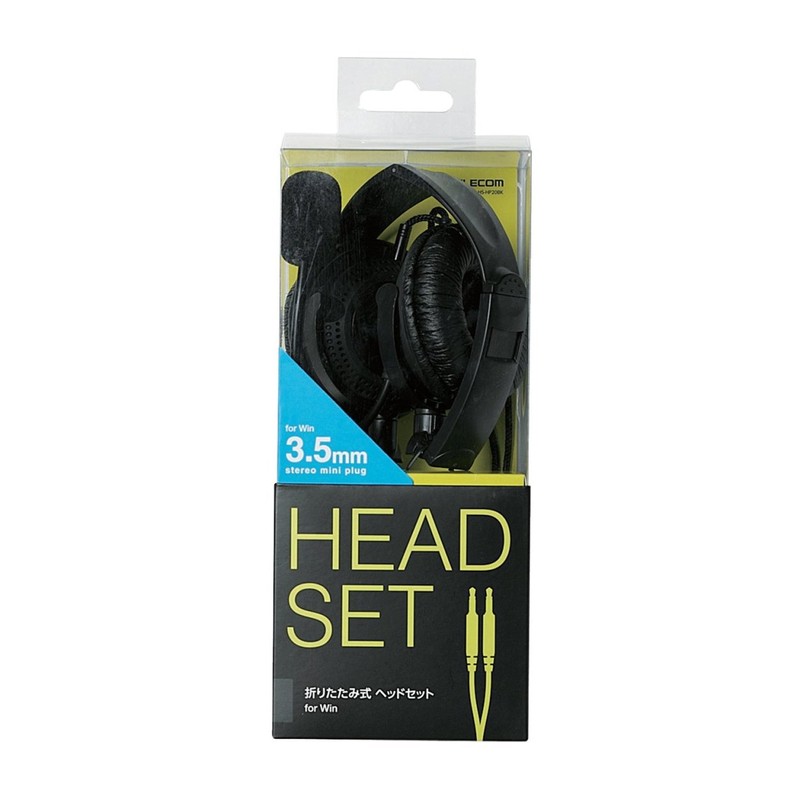 エレコム ヘッドセット マイク 両耳 オーバーヘッド 1.8m 折り畳み式 40mmドライバ ブラック HS-HP20BK