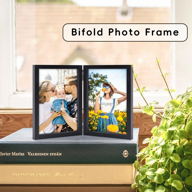 SNXJWA 8x10 Picture Frames Double Black Photo Frame Folding Vertical