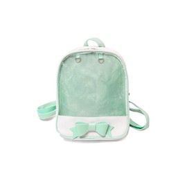 Ita Bag Backpack Girls Cute Candy Leather Bag Purse School Bag Summer Beach Bag Purse with Bowknot Transparent Windows for DIY Decors Green