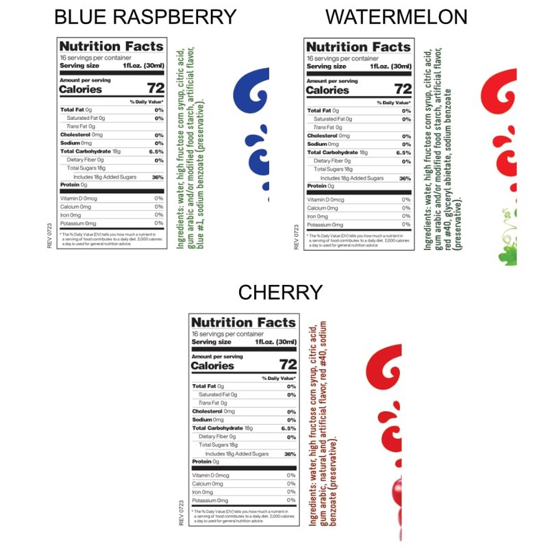 Time For Treats 3-Pack Cherry, Blue Raspberry, Watermelon Syrup for