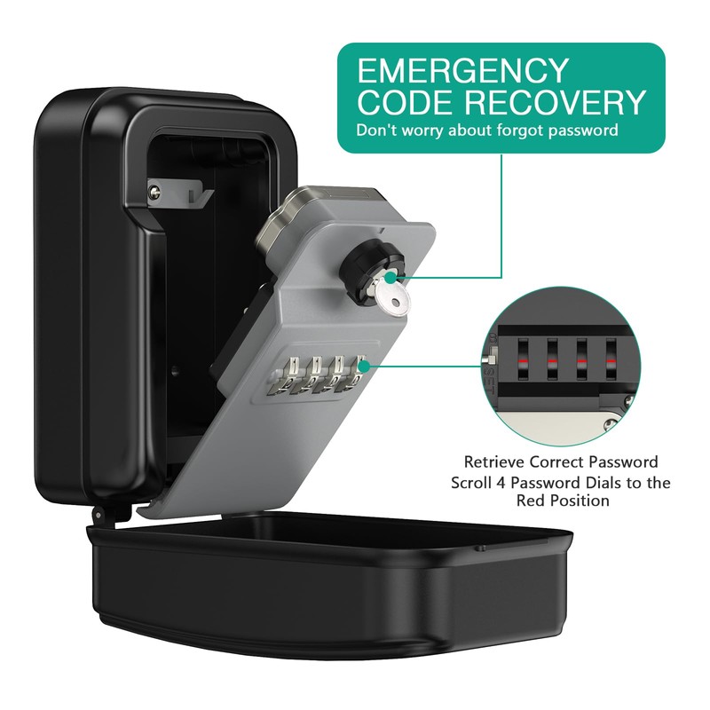 ORIA Key Lock Box, 5.3x2.4'' Key Safe Lock Box with