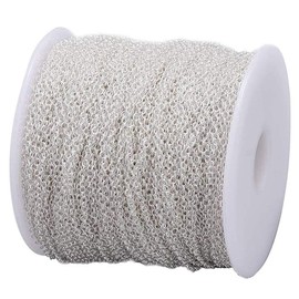 Cheriswelry 32.8Feet Iron Cable Chain Silver Link Chain for Jewellery Crafts Making 2x1.5mm