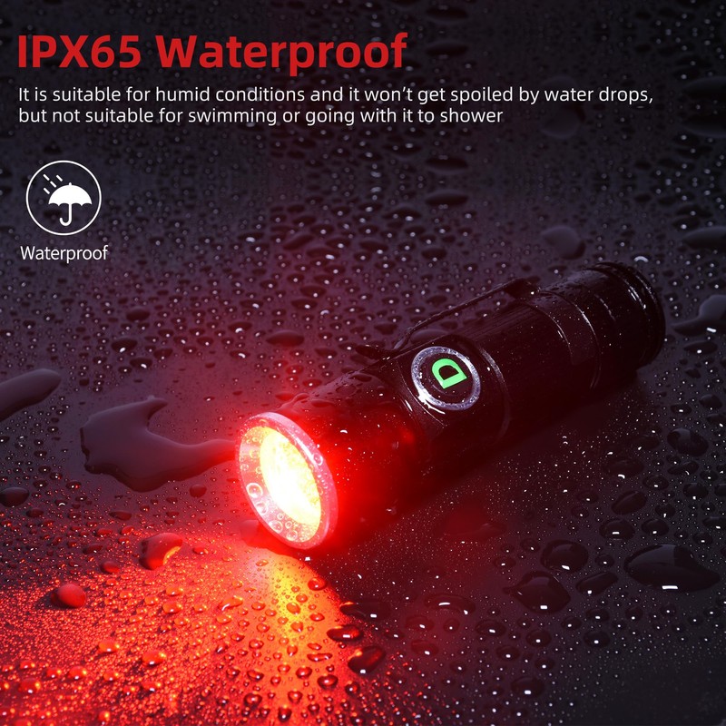 DARKDAWN Redlight Flashlight Rechargeable USB, LED Mini Red Light Flashlights