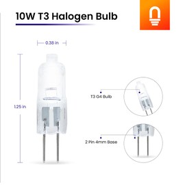 lumenivo G4 Halogen Bulb T3 12V 10 Watt Bi Pin 4mm Single Ended Replacement for Osram 64418 12V 10W Halogen Bulb Clear G4 Bulb - 2000 Hours - 2800k Warm White - 140 Lumens - 1 Pack