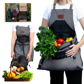 Grace and August Gardening Apron with Pockets for Women & Men - Unique Gardening Gift for Gardeners - Garden Apron 7 Pockets & Internal Drawstring Bag
