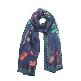 Pokeedioty Scarfs for Women Long Floral Print Scarf Fashion Scaves Head Scarf Lightweight Sunscreen Shawls (Teal)