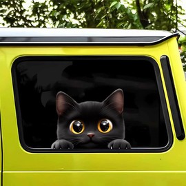 UHANBUT Cat Car Window Decal, Funny Weatherproof Automotive Decals Accessories (D Style)