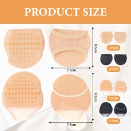 Katslyn 6 Pairs Toe Topper Socks,Half Socks Women,Non-Slip,Invisible High Heel Toe Cushion Ball of Foot Cushion for Enhanced Grip, Stable Steps (Skin Color/Black)